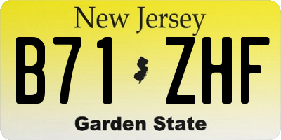 NJ license plate B71ZHF