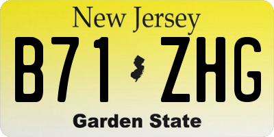 NJ license plate B71ZHG