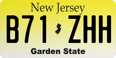 NJ license plate B71ZHH