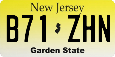NJ license plate B71ZHN