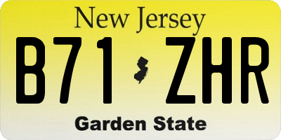 NJ license plate B71ZHR