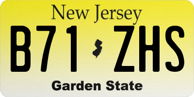 NJ license plate B71ZHS