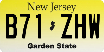 NJ license plate B71ZHW