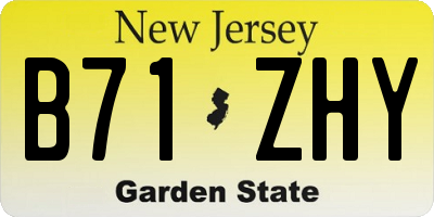 NJ license plate B71ZHY