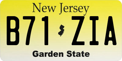 NJ license plate B71ZIA