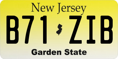 NJ license plate B71ZIB