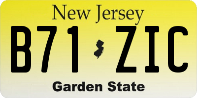 NJ license plate B71ZIC