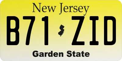 NJ license plate B71ZID