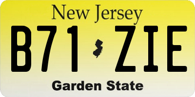 NJ license plate B71ZIE