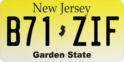 NJ license plate B71ZIF