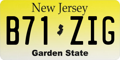 NJ license plate B71ZIG