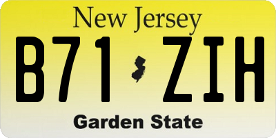 NJ license plate B71ZIH