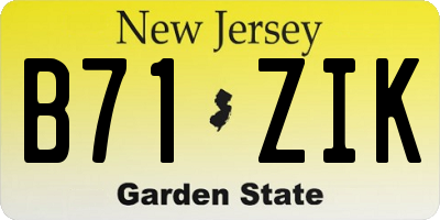 NJ license plate B71ZIK