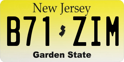 NJ license plate B71ZIM