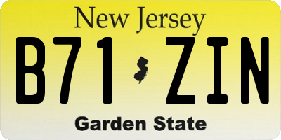 NJ license plate B71ZIN