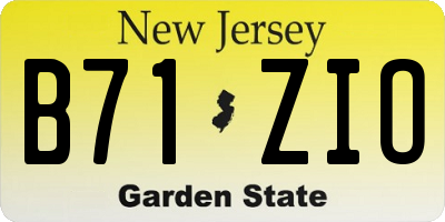 NJ license plate B71ZIO