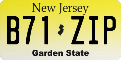 NJ license plate B71ZIP