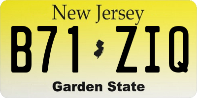 NJ license plate B71ZIQ