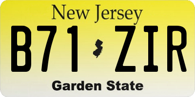 NJ license plate B71ZIR