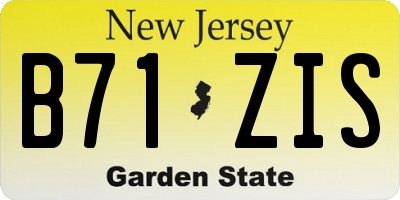 NJ license plate B71ZIS