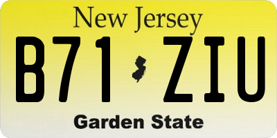 NJ license plate B71ZIU