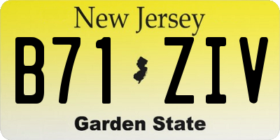NJ license plate B71ZIV