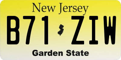 NJ license plate B71ZIW