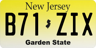 NJ license plate B71ZIX