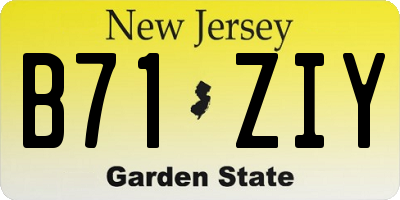 NJ license plate B71ZIY