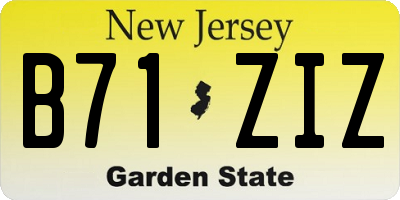 NJ license plate B71ZIZ