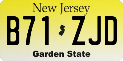 NJ license plate B71ZJD