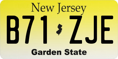 NJ license plate B71ZJE