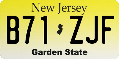 NJ license plate B71ZJF