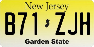 NJ license plate B71ZJH