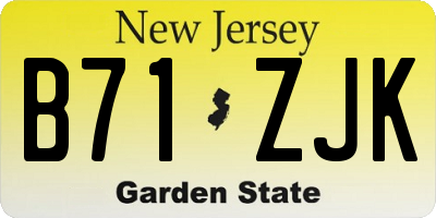NJ license plate B71ZJK
