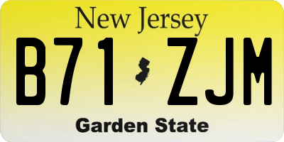 NJ license plate B71ZJM