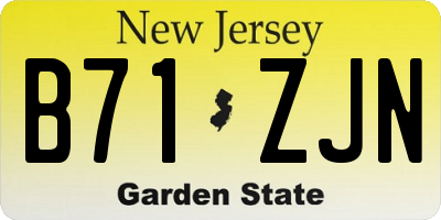 NJ license plate B71ZJN