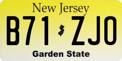 NJ license plate B71ZJO