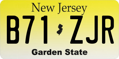 NJ license plate B71ZJR