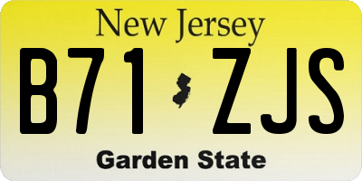 NJ license plate B71ZJS