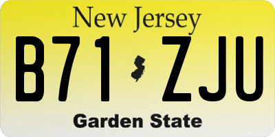 NJ license plate B71ZJU