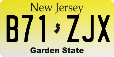 NJ license plate B71ZJX