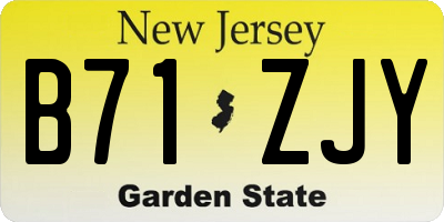 NJ license plate B71ZJY