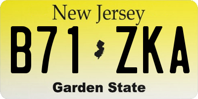 NJ license plate B71ZKA