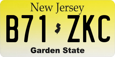 NJ license plate B71ZKC