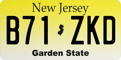 NJ license plate B71ZKD