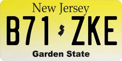 NJ license plate B71ZKE