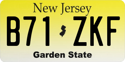 NJ license plate B71ZKF