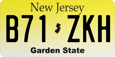NJ license plate B71ZKH