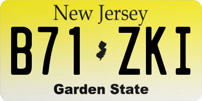 NJ license plate B71ZKI